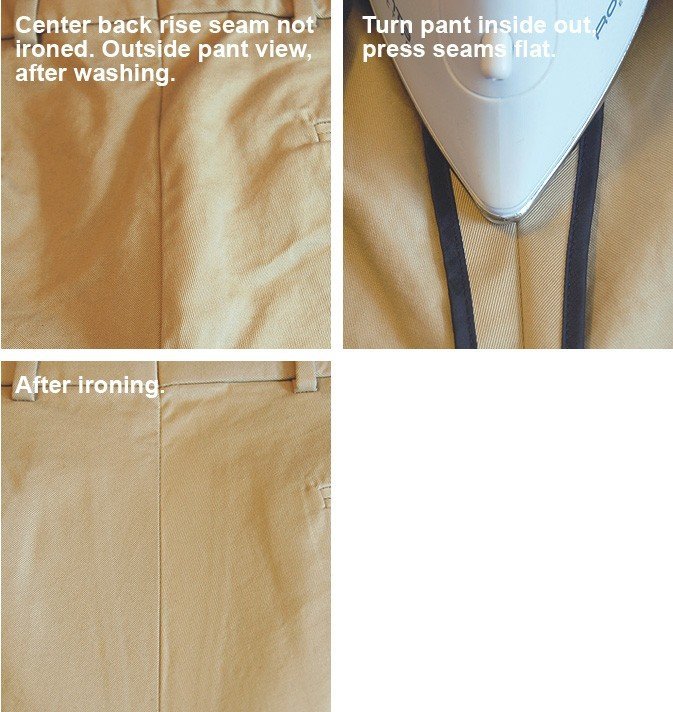 KHAKI_iron_cback_675 How to Care for Khakis: Iron the Leg Seams and Back Rise Seam