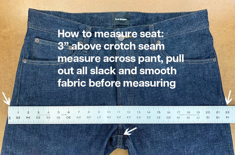 How to measure mens jeans: seat
