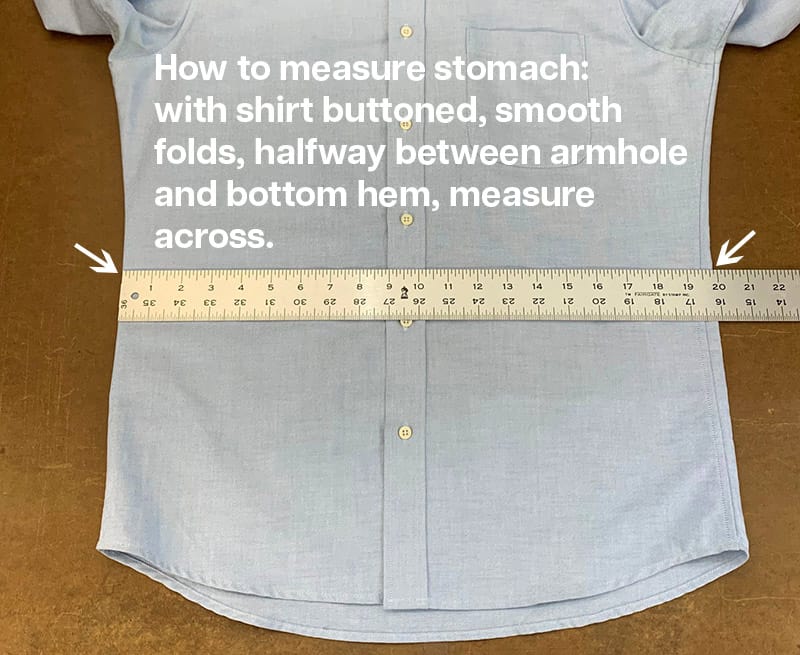 How to measure mens shirts: stomach