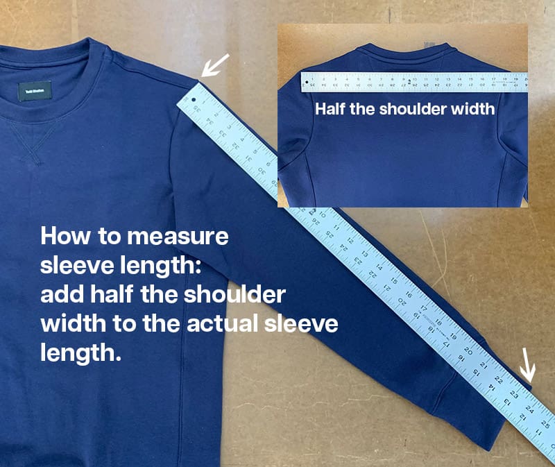 How to Measure Men's Sweatshirts:How to Measure sleeve length