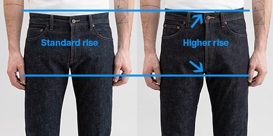 High front rise jeans for men